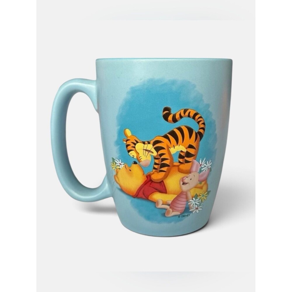 Disney Store Winnie the Pooh Tigger Piglet Blue Ceramic Mug Collectible - Picture 1 of 8